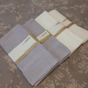 100% Cotton Hand Towels - NEW - 4 white 4 Lavender / 8 TOWELS!
